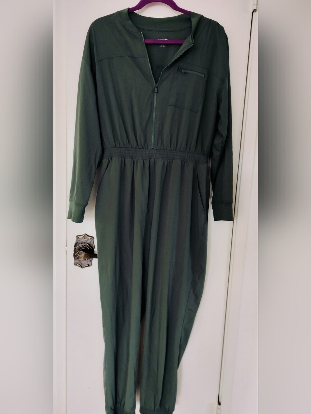 Old Navy Active StretchTech Zip Utility Bomber Jumpsuit Green M